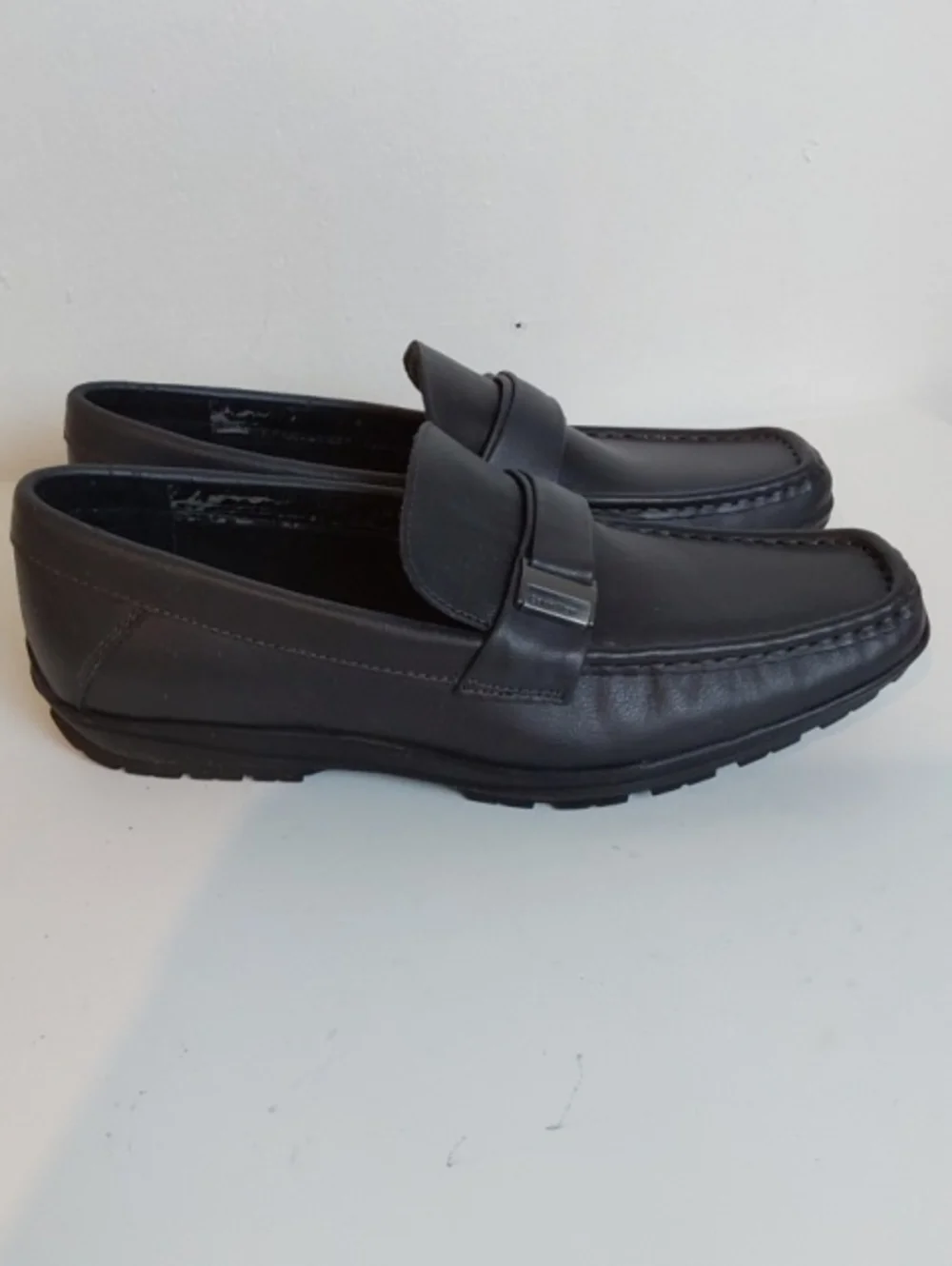 Calvin Klein| Men's Black Leather Quinlan Driving Loafers Mocs Luxe Sz.9.5